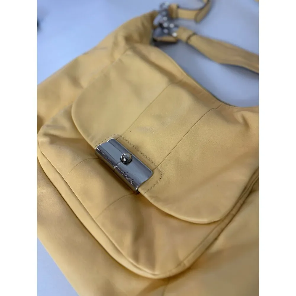 Coach Kristin Yellow Leather Hobo Style Shoulder Bag With Crossbody Strap 16787